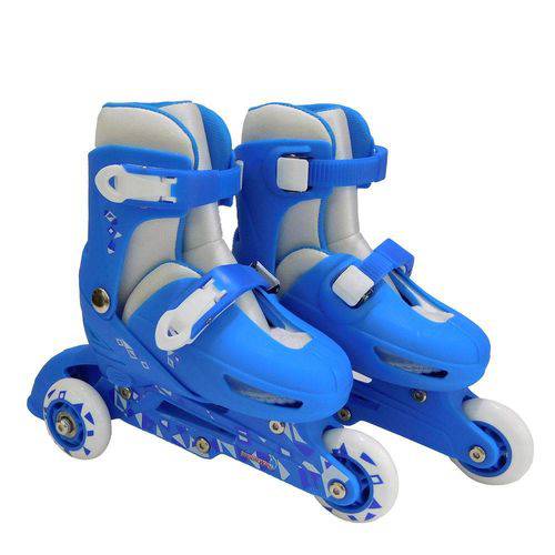 Tamanhos, Medidas e Dimensões do produto Patins Roller Infantil Classico Triline 3 Rodas Ajustavel com Kit Proteção Azul