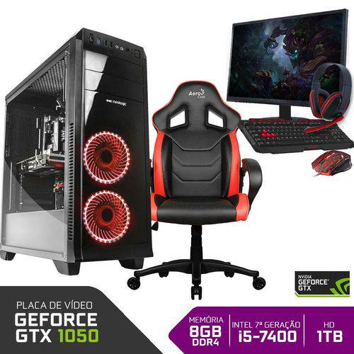 Tamanhos, Medidas e Dimensões do produto PC Gamer Completo ICO Y4719072447571 Intel I5-7400 8GB (GeForce GTX 1050 2GB)1TB + Cadeira Gamer Red