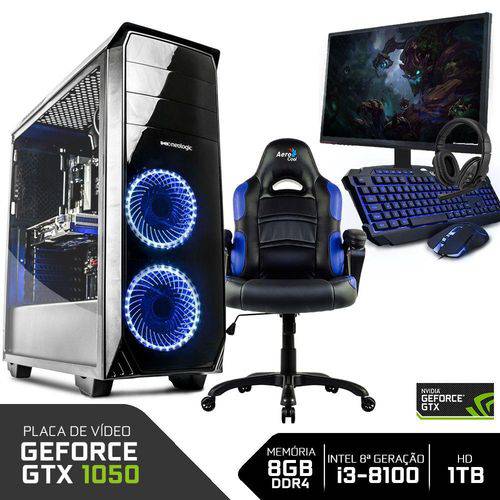 Tamanhos, Medidas e Dimensões do produto PC Gamer Completo ICOY5032037079655 Intel I3-8100 8GB (GeForce GTX 1050 2GB)1TB + Cadeira Gamer Blue