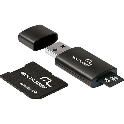Tamanhos, Medidas e Dimensões do produto Pen Drive 8GB 3 em 1 Multilaser MC058 com Micro SD e Adaptador SD - Preto