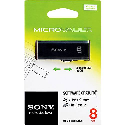 Tamanhos, Medidas e Dimensões do produto Pen Drive Sony USM-RA 8GB Preto