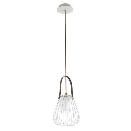 Tamanhos, Medidas e Dimensões do produto Pendente Lamp de Metal. Vidro e Courino Branco e Marrom- Bella Iluminação