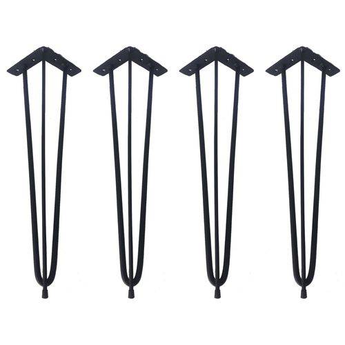 Tamanhos, Medidas e Dimensões do produto Pés para Mesas Cor Preta - 04 Un Hairpin Legs de Ferro 41cm Altura com Pés de Borracha