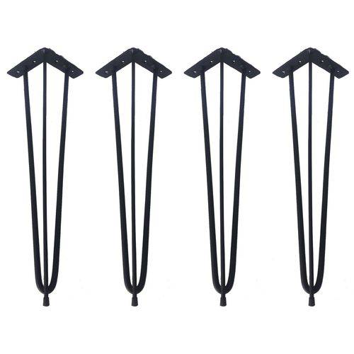 Tamanhos, Medidas e Dimensões do produto Pés para Mesas Cor Preta - 04 Un Hairpin Legs de Ferro 46cm Altura com Pés de Borracha