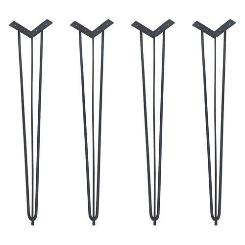 Tamanhos, Medidas e Dimensões do produto Pés para Mesas Cor Preta - 04 Un Hairpin Legs de Ferro 74cm Altura com Pés de Borracha
