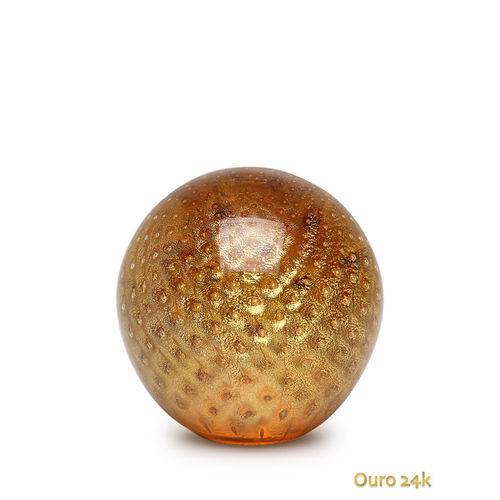 Tamanhos, Medidas e Dimensões do produto Peso de Papel Tela Bola Âmbar com Ouro - Murano - Cristais Cadoro