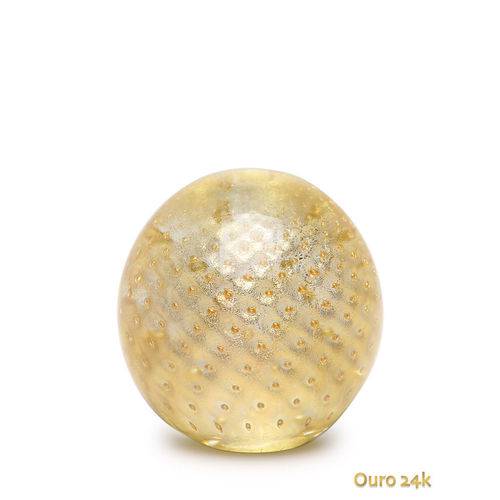 Tamanhos, Medidas e Dimensões do produto Peso de Papel Tela Bola Transparente com Ouro - Murano - Cristais Cadoro