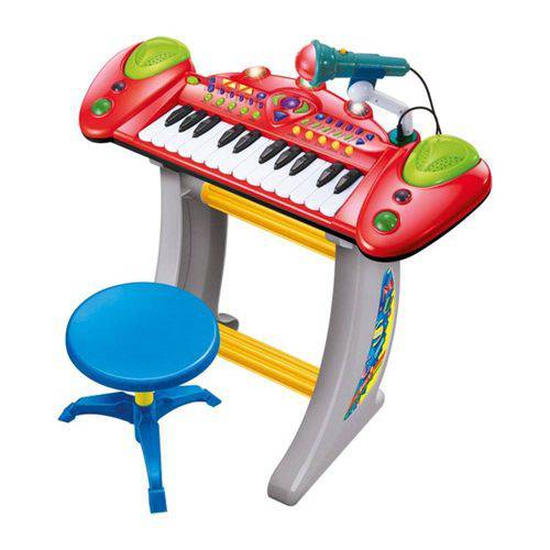 Tamanhos, Medidas e Dimensões do produto Piano Infantil Meu Super Teclado com Microfone Luz Sons e Ritmos