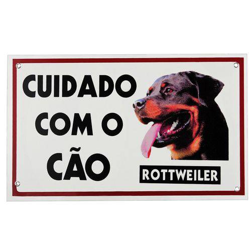 Tamanhos, Medidas e Dimensões do produto Placa Advertência Caes Cuidado com o Cão Rottweiler PVC 20x30