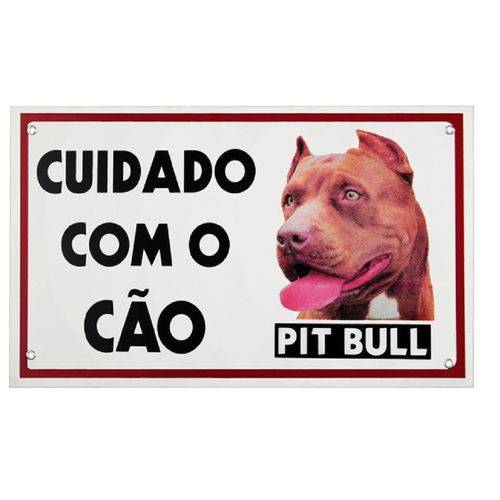 Tamanhos, Medidas e Dimensões do produto Placa Cuidado Cachorro Pitbull Cão Bravo Advertência 30x20