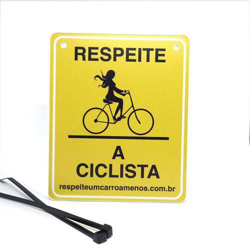 Tamanhos, Medidas e Dimensões do produto Placa de Sinalização para Bicicleta "Respeite a Ciclista" Amarela