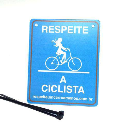 Tamanhos, Medidas e Dimensões do produto Placa de Sinalização para Bicicleta "Respeite a Ciclista" Azul