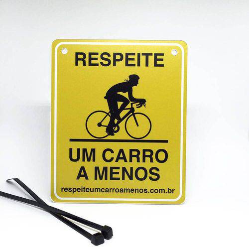 Tamanhos, Medidas e Dimensões do produto Placa de Sinalização "Respeite um Carro a Menos" Amarela Feminina para Bicicleta Speed