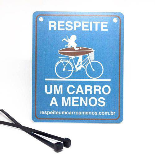 Tamanhos, Medidas e Dimensões do produto Placa de Sinalização "Respeite um Carro a Menos" Feminina Azul para Bike Surfe