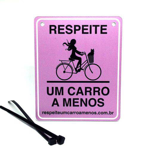 Tamanhos, Medidas e Dimensões do produto Placa de Sinalização "Respeite um Carro a Menos" Masculino Roxo para Bicicleta com Gatinho