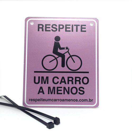 Tamanhos, Medidas e Dimensões do produto Placa de Sinalização "Respeite um Carro a Menos" Masculino Roxo para Bicicleta Comum