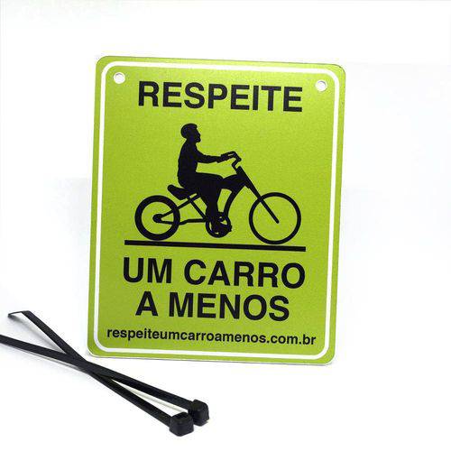 Tamanhos, Medidas e Dimensões do produto Placa de Sinalização "Respeite um Carro a Menos" Verde para Bicicleta Chopper