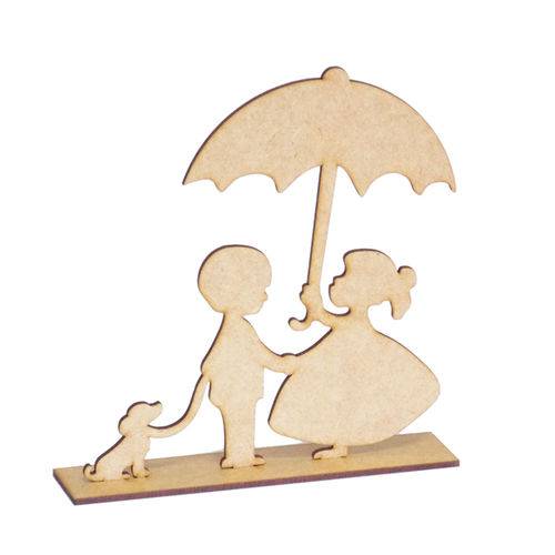 Tamanhos, Medidas e Dimensões do produto Placa Decorativa Crianças e Cachorro com Guarda Chuva Clb – H016