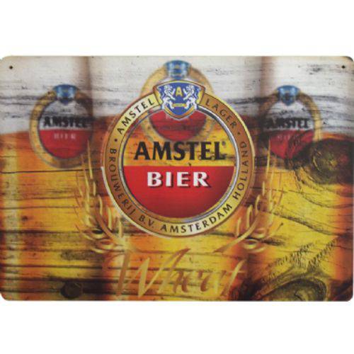 Tamanhos, Medidas e Dimensões do produto Placa Decorativa em MDF Cerveja Amstel 28x40,5cm