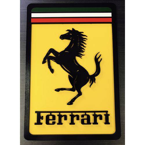 Tamanhos, Medidas e Dimensões do produto Placa Decorativa Ferrari em Mdf Tamanho 19 X 28 Cm