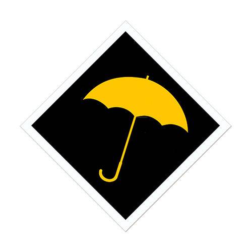 Tamanhos, Medidas e Dimensões do produto Placa Decorativa - Guarda-chuva Amarelo - Legião Nerd