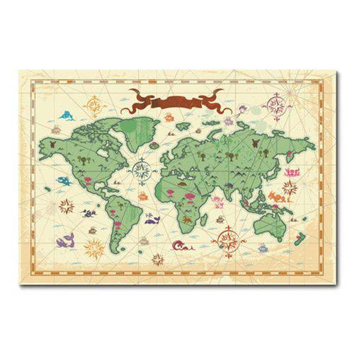 Tamanhos, Medidas e Dimensões do produto Placa Decorativa - Mapa Mundi - 0594plmk