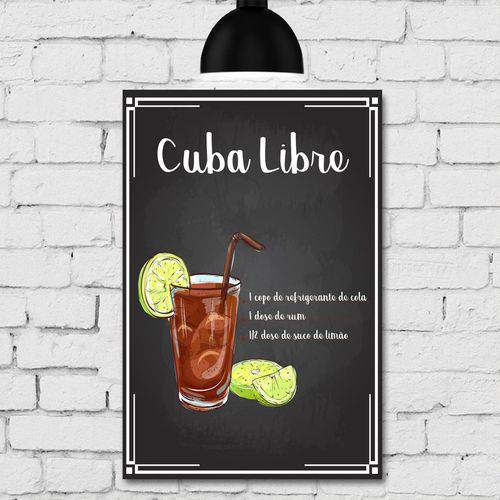 Tamanhos, Medidas e Dimensões do produto Placa Decorativa MDF Receitas de Drink Cuba Libre