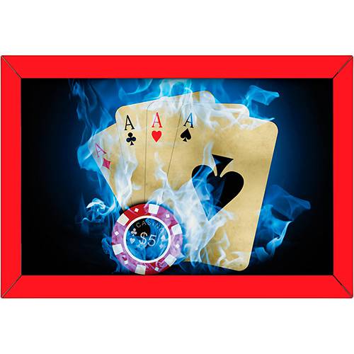 Tamanhos, Medidas e Dimensões do produto Placa Decorativa Mod. Poker com Moldura Vermelho 22x32cm - At.home