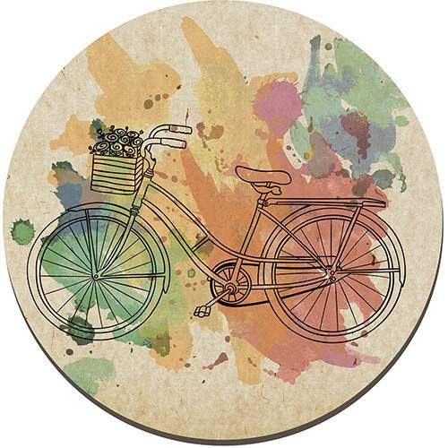 Tamanhos, Medidas e Dimensões do produto Placa Decorativa Redonda - Bicicleta Aquarela 29x29cm - Cia Laser