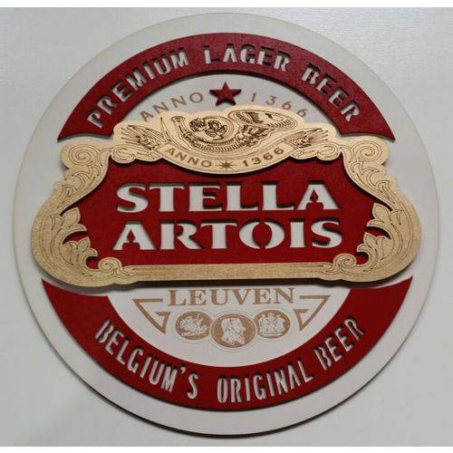 Tamanhos, Medidas e Dimensões do produto Placa Decorativa Stella Artois em Mdf Tamanho 25,5 Cm