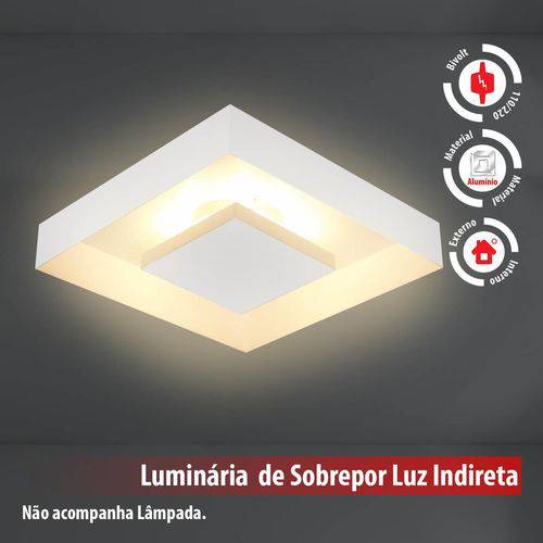 Tamanhos, Medidas e Dimensões do produto Plafon de Luz Indireta Sobrepor 45x45cm para 4 Lâmpadas E27 Branco
