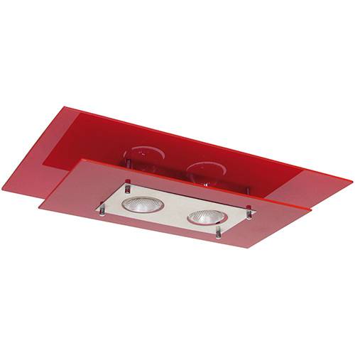 Tamanhos, Medidas e Dimensões do produto Plafon Palladium Retangular 50x30cm Alumínio/Vidro Vermelho - Attena