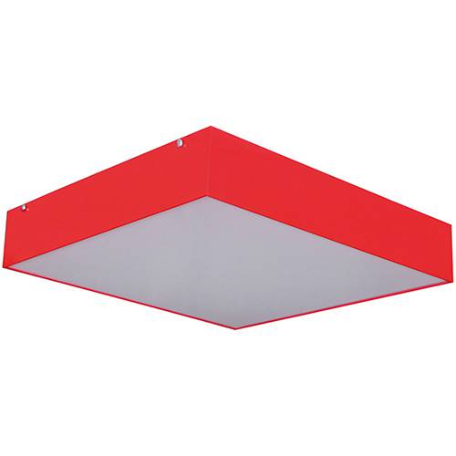 Tamanhos, Medidas e Dimensões do produto Plafon Sobrepor Quadrado Médio 35x35cm Metal e Acrílico Vermelho - Attena