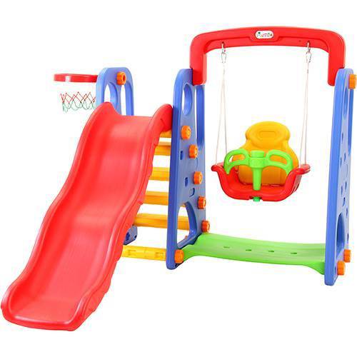 Tamanhos, Medidas e Dimensões do produto Playground Completo Criança Feliz Importway Escorregador Balanço e Cesta de Basquete - de 2 a 5 Anos
