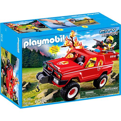 Tamanhos, Medidas e Dimensões do produto Playmobil Caminhão de Bombeiro com Bomba D' Água - Sunny Brinquedos