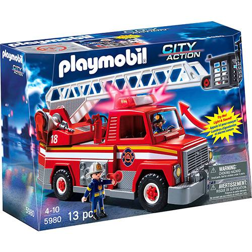Tamanhos, Medidas e Dimensões do produto Playmobil - Caminhão de Bombeiro com Escada - Sunny Brinquedos
