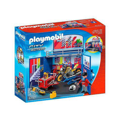 Tamanhos, Medidas e Dimensões do produto Playmobil - City Action - Oficina Secreta com Moto - 6157 - Sunny
