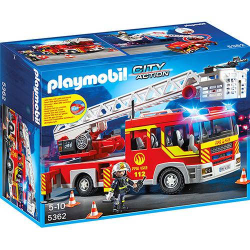Tamanhos, Medidas e Dimensões do produto Playmobil - Unidade de Bombeiro com Escada e Equipamentos - Sunny Brinquedos