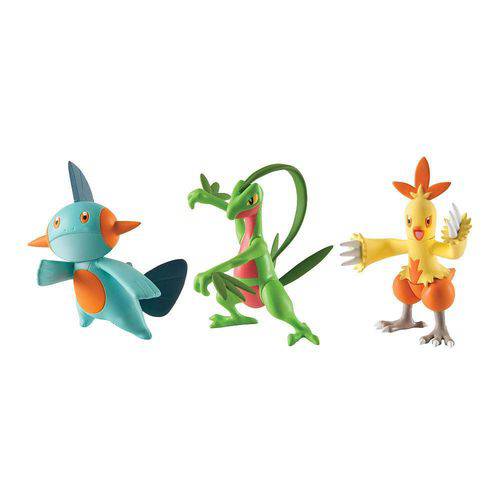 Tamanhos, Medidas e Dimensões do produto Pokémon Pack 3 Mini Figuras - Combusken, Marshtomp e Grovyle - Tomy