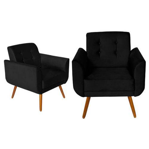 Tamanhos, Medidas e Dimensões do produto Poltrona Agata Black Decorativa Chique em Suede Kasa Sofa