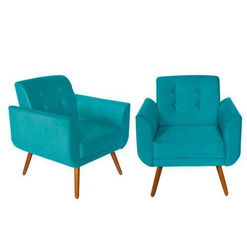 Tamanhos, Medidas e Dimensões do produto Poltrona Cadeira Decorativa Quarto Bebe Azul Confortável