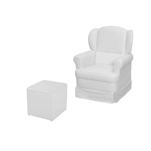Tamanhos, Medidas e Dimensões do produto Poltrona de Amamentação com Balanço e Puff Sabrina Corino Branco - Phoenix