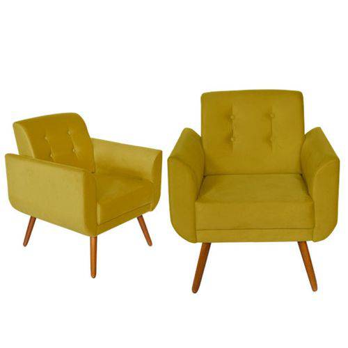 Tamanhos, Medidas e Dimensões do produto Poltrona Decorativa Agata Yellow em Suede Kasa Sofa Tec. 1004