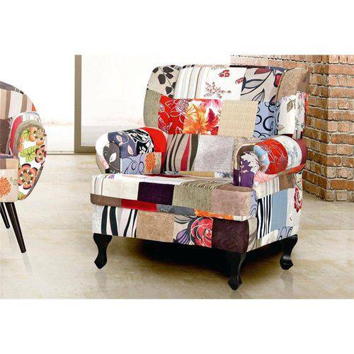 Tamanhos, Medidas e Dimensões do produto Poltrona Decorativa Anastacya Patchwork - Domi