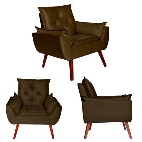 Tamanhos, Medidas e Dimensões do produto Poltrona Decorativa Marrom Opala Master Conforto Kasa Sofa Decor