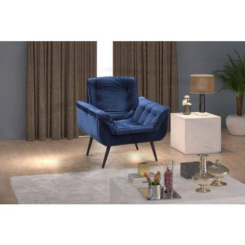 Tamanhos, Medidas e Dimensões do produto Poltrona Decorativa Mônica Suede Azul Marinho B254 - Matrix