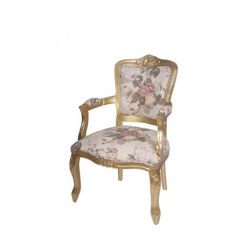 Tamanhos, Medidas e Dimensões do produto Poltrona Luis Xv - Dourada/Floral - Tommy Design