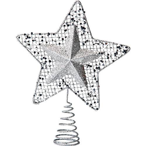 Tamanhos, Medidas e Dimensões do produto Ponteira em Metal Estrela Brilhante Prateada - Christmas Traditions