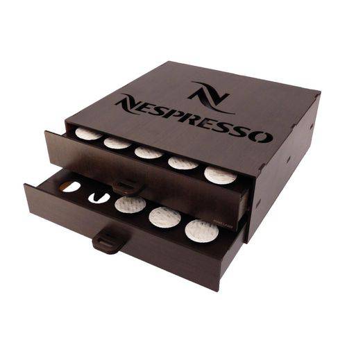 Tamanhos, Medidas e Dimensões do produto Porta Cápsula Café Nespresso Madeirado 50 Caps. Gaveta