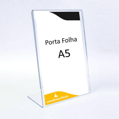 Tamanhos, Medidas e Dimensões do produto Porta Cartaz Folha A5 Folheto Mesa - Estúdio Acrílicos - Acrílico Cristal - Kit 20peças